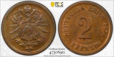 1876-F 2 Pfg J-2 MS64BN