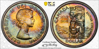 1958 S$1 British Columbia MS62