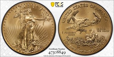 2016-W $50 Burnished Gold Eagle 30th Anniversary SP70