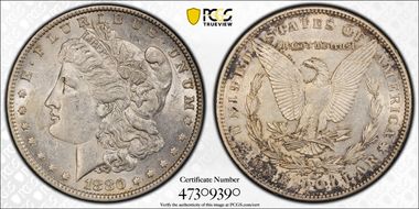 1880-O $1 VAM 7, Rusted Date AU53