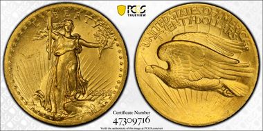 1907 $20 High Relief, Wire Edge N1