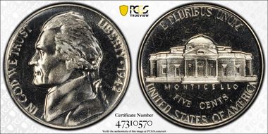 1942 5C Nickel PR66