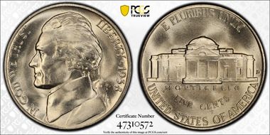 1938-D 5C Jefferson MS67
