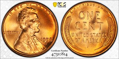 1958-D 1C MS67RD
