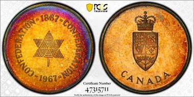 1967 ($1) Centennial of Confederation Medal X-M1 Ag PL67