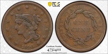 1840 1C N-7 Large Date VF20BN