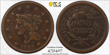 1843 1C N-4, Petite Head, Lg Lt VF20BN
