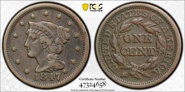 1847/47 1C Large/Small 47 VF25BN