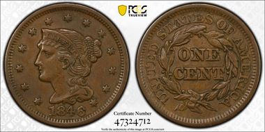 1846 1C N-8  Small Date XF45BN