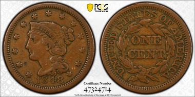 1848 1C Newcomb 25 VF30BN
