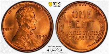 1947-D 1C MS67+ RD