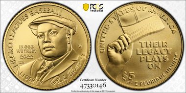 2022-W $5 Negro Leagues Baseball MS70