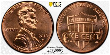 2018-D 1C Shield MS68RD