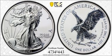 2021-W $1 Silver Eagle Rev PR - Type 1 Designer Edition PR70