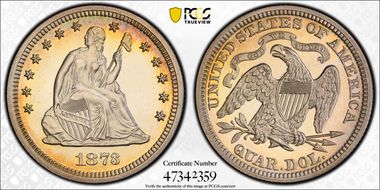 1873 25C No Arrows PR63