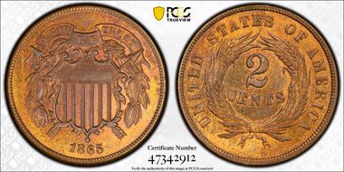 1865 2C Fancy 5 MS64RB