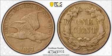 1857 1C Flying Eagle VF30