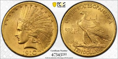 1910-D $10 MS63