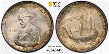 1921 50C Pilgrim MS66+