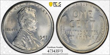 1943-S 1C MS67