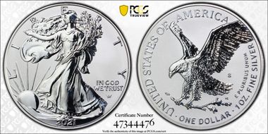 2021-S $1 Silver Eagle Rev PR - Type 2 Designer Edition PR70
