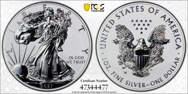 2021-W $1 Silver Eagle Rev PR - Type 1 Designer Edition PR69