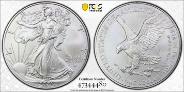 2021-W $1 Burnished Silver Eagle-Type 2 SP70
