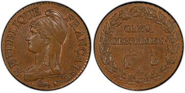 AN 7/5-A (1798) 5C Gad-126 F-115 Coq/Corne MS63BN