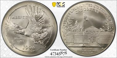 1994-W $1 P. O. W. MS70