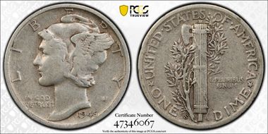1945-S 10C VF30