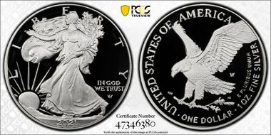 2021-W  $1 Silver Eagle - Type 2 PR70DCAM