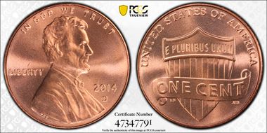 2014-D 1C Shield MS67RD