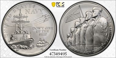 (2023-P) Medal U.S. Navy Matte 1oz Ag First Strike MS69