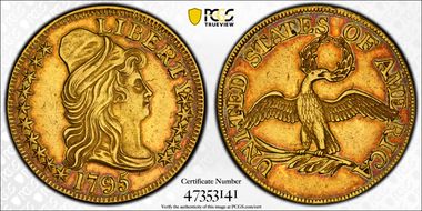 1795 $5 Small Eagle AU53