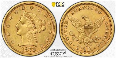 1879-S $2.50 AU50