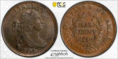 1804 1/2C Crosslet 4, Stems MS64BN