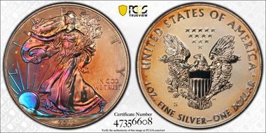 2012-S $1 Silver Eagle Rev PR  75th Anniversary SF Mint Set PR68