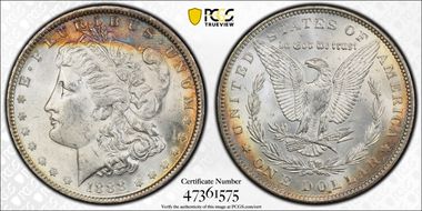 1888 $1 VAM 11, Doubled Ear MS63