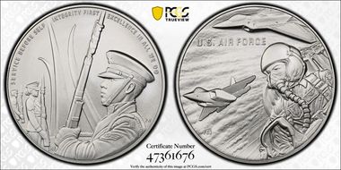 (2022-S) Medal U.S. Air Force Matte 1 oz Ag MS70