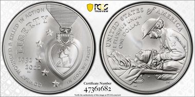 2022-W $1 National Purple Heart Hall of Honor MS70