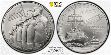 (2023-P) Medal U.S. Navy Matte 1oz Ag MS70