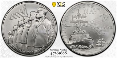 (2023-P) Medal U.S. Navy Matte 1oz Ag MS70