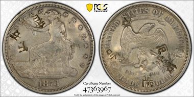 1873-CC T$1 Chopmarked N1