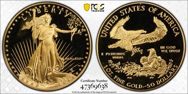 1986-W $50 Gold Eagle PR69DCAM