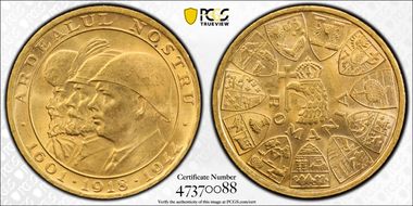 1944 (20 Lei) Romanian Kings X-M13  Au MS64