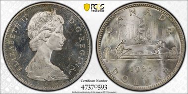 1965 S$1 Type 2 Sm Beads, Bl 5 MS63