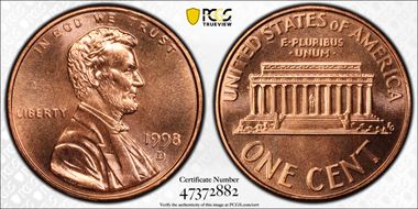 1998-D 1C MS67RD PL