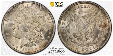 1921 $1 Morgan MS63