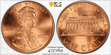 2000 1C "Cheerios" Cent MS67RD