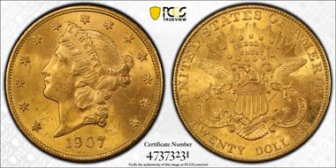 1907 $20 Liberty MS62